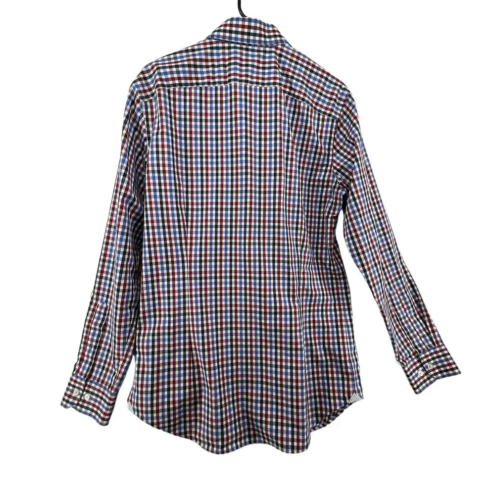 Banana Republic Size Medium Button Up Shirt Grant Fit 120s Supima Cotton Plaid